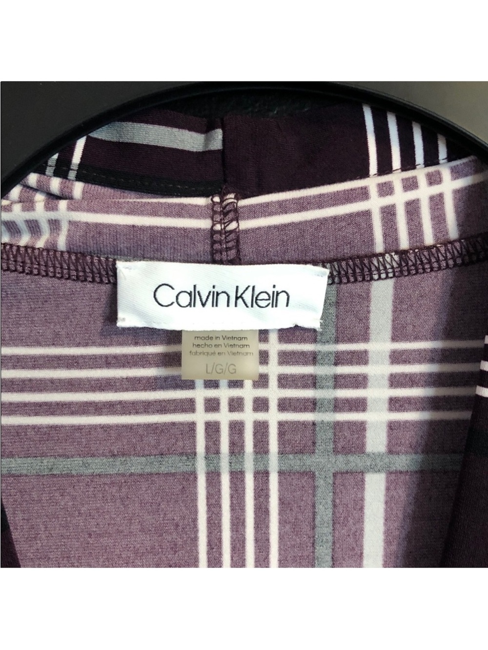 Calvin Klein Burgundy Plaid Sleeveless V-Neck Camisole - Picture 3 of 4